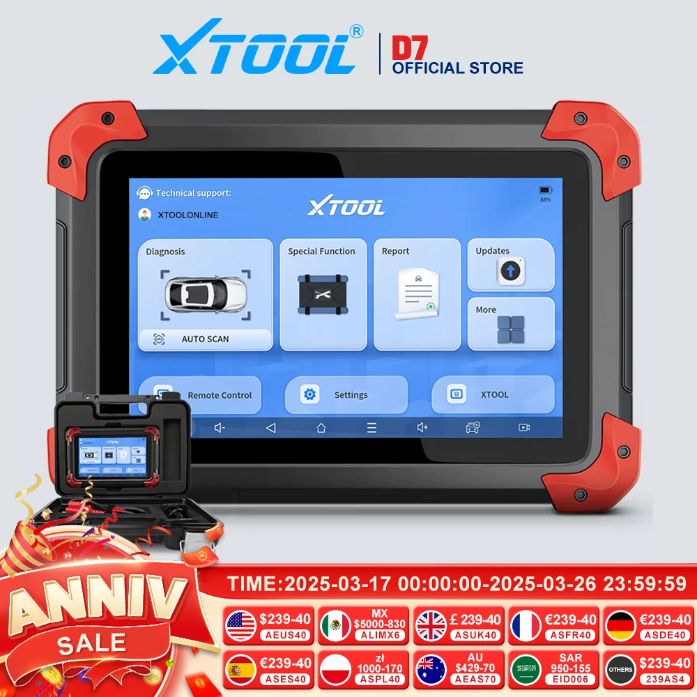 XTOOL D7 All System Car Diagnostic Tools Bidirectional Scanner ECU Coding Automotive Scanner 38+ Services Add CANFD Functions