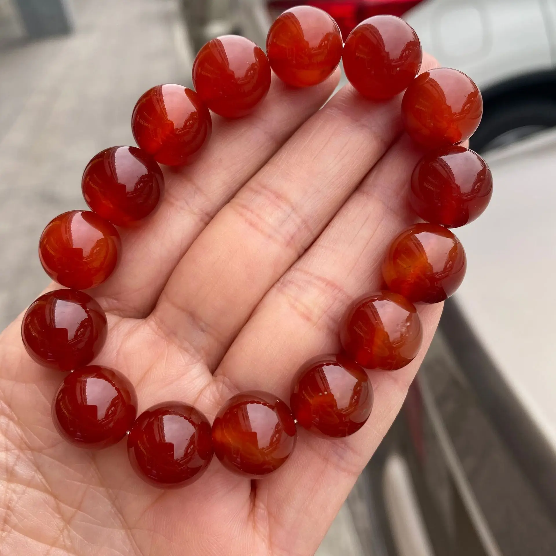 Natural Red Carnelian Beaded Bracelets Natural Red Agate Onyx Stone Beads Stretch Bracelets Yoga Healing Women Men Jewelry Gifts