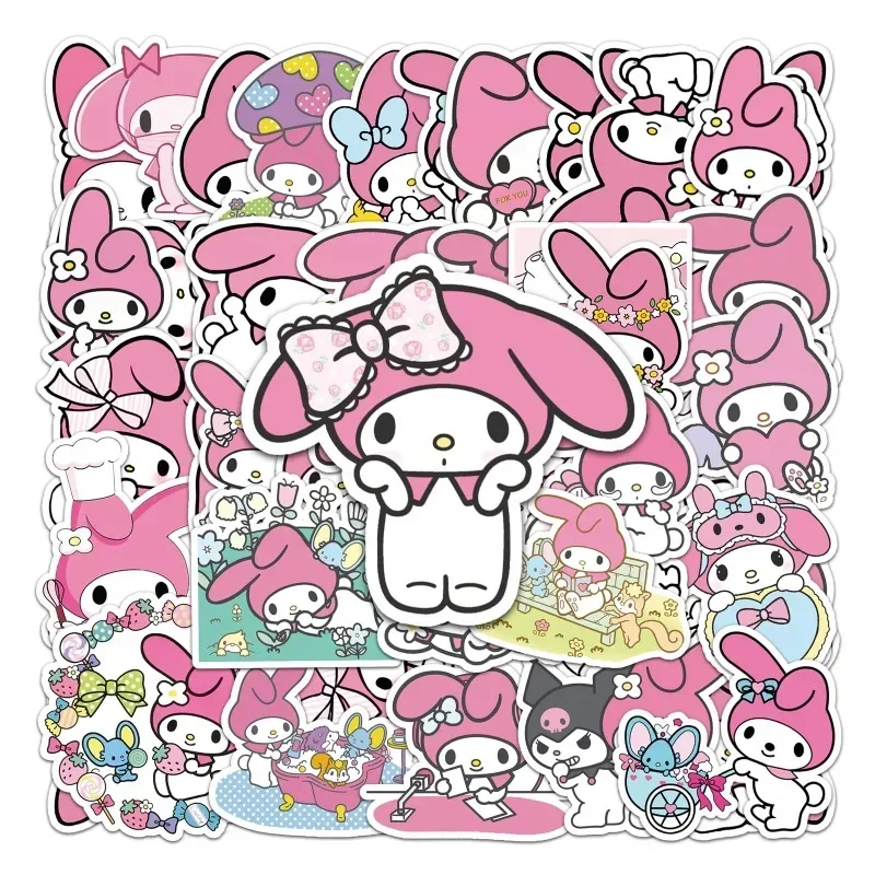 50 buah lucu Sanrio My Melody stiker kartun lucu Guka bagasi Notebook mobil kulkas stiker untuk ponsel Graffiti Decals