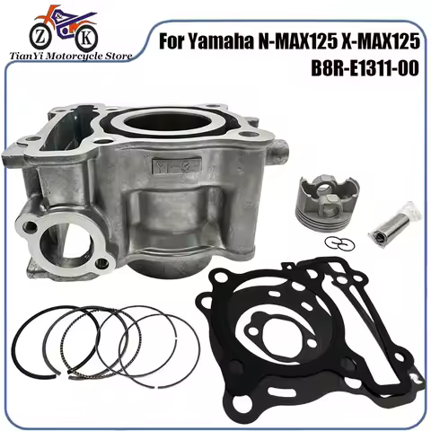 52mm Motorcycle Cylinder Piston Kit For Yamaha N-MAX125 XMAX125NEW Tricity 125 Zuma125 BWS125 Engine Replacement B8R-E1311-00