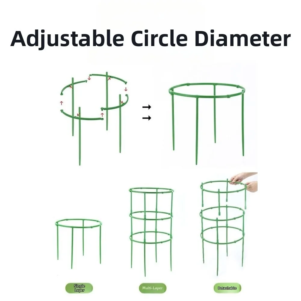 10Layers Plant Support Pile Stackable Prevent Lodging Flower Ring Support Rack Keep Plants Upright Plastic Tomato Cages Trellis