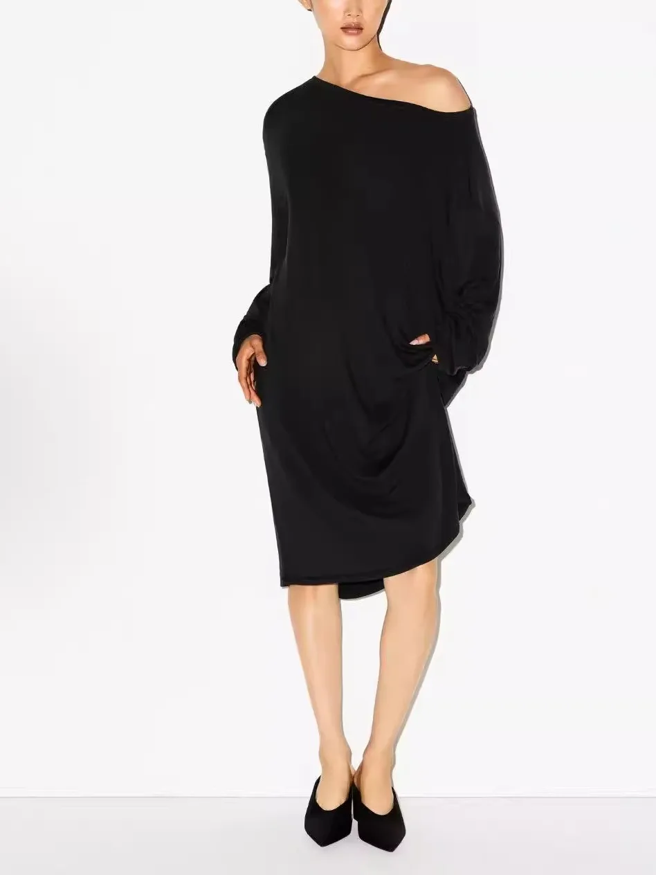 

Легкий трикотажный длинный топ из модала Ele Sle из мягкого модала и смеси хлопка, удобный крой Long Sve round Ne