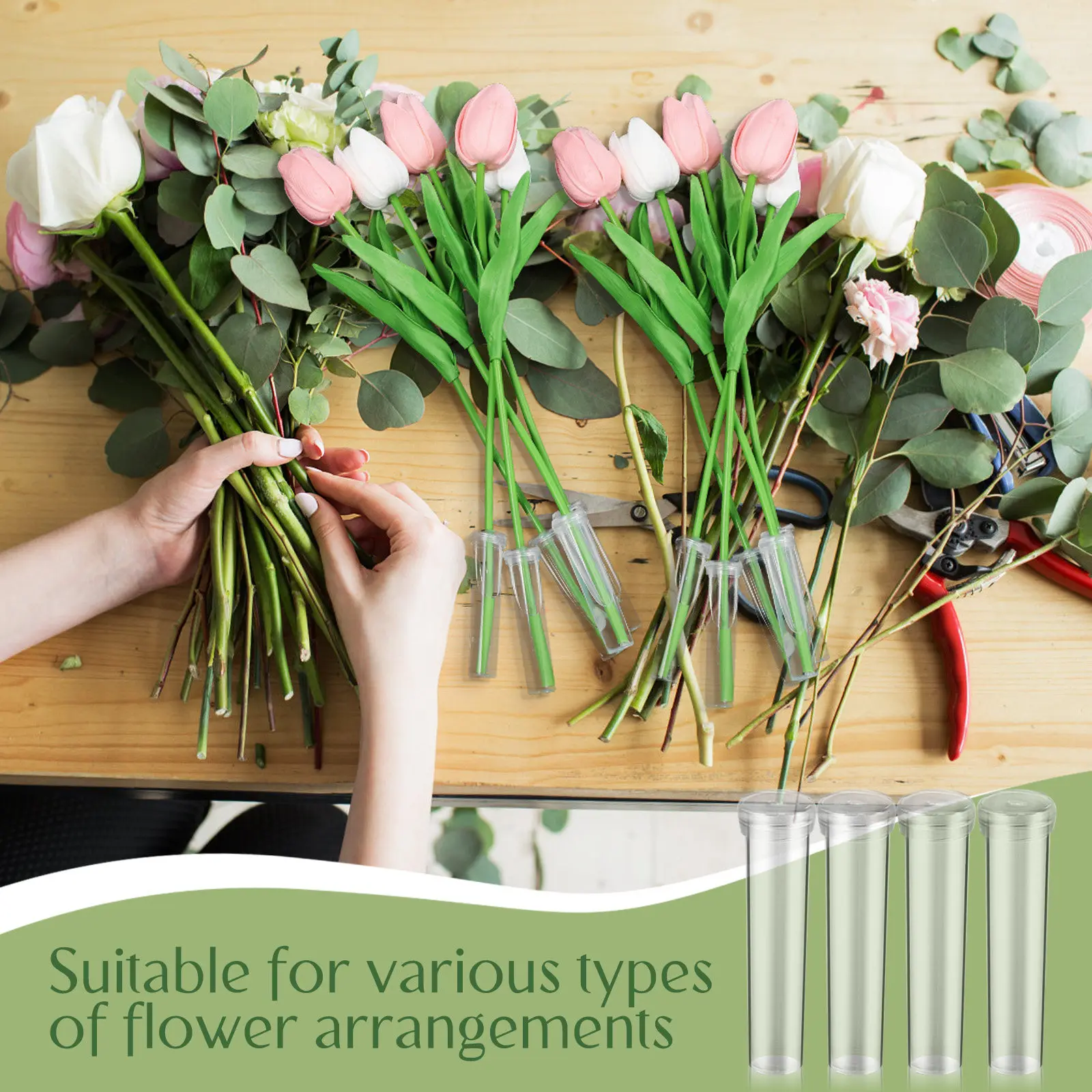 

100Pcs Fresh Flower Water Tubes Leakproof Floral Stem Water Tubes for Floral Arrangements Florist Supplies Florist Supplies