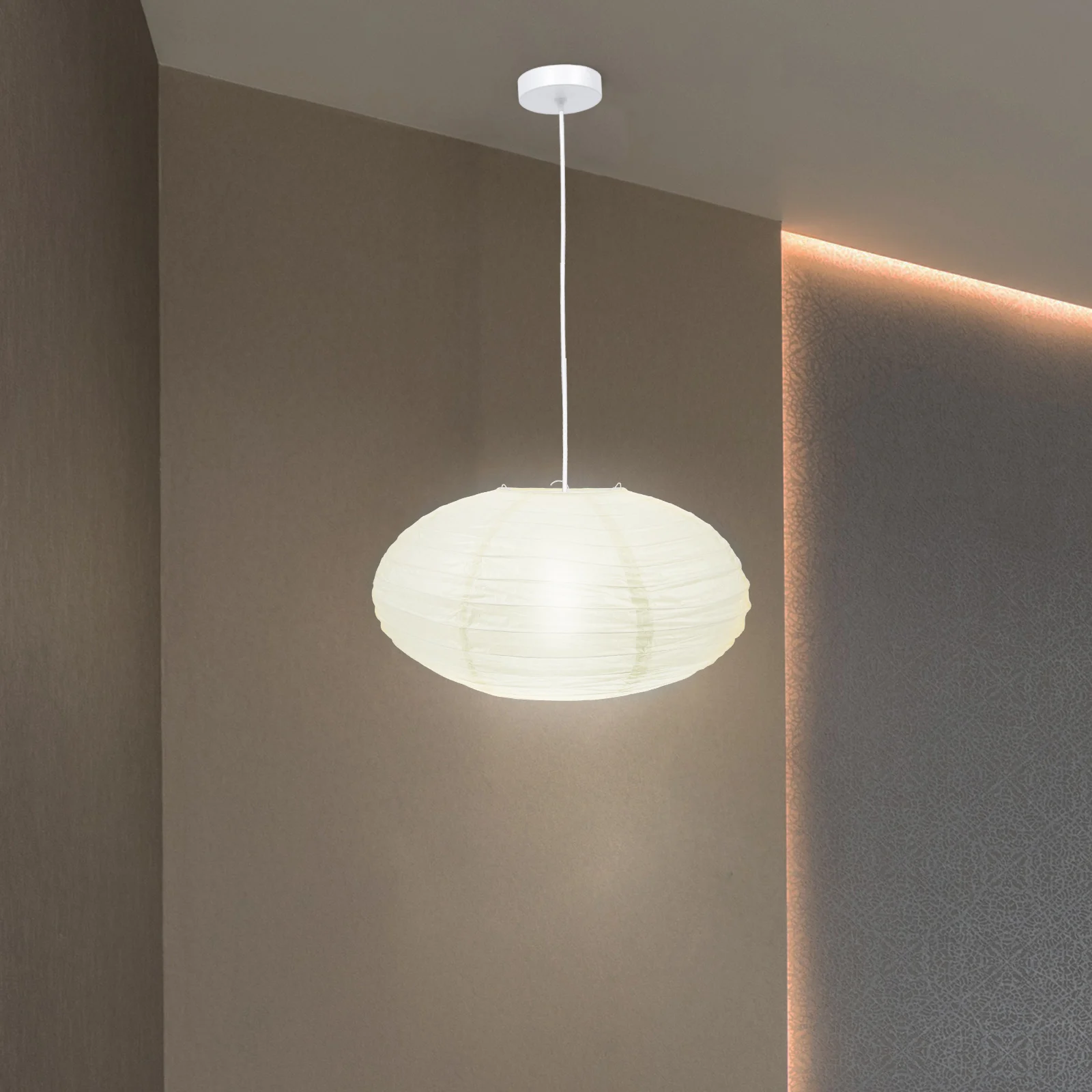 

Foldable Paper Lantern Shade Lampshade Home Decor Hanging Beige Pendant Light Weight Simple Structure Replacement Broken