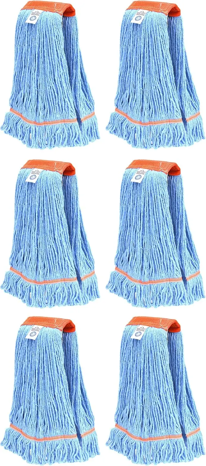 

6-Pack Heavy Duty 20-Inch Wet Mop Head Refills - Premium Synthetic Yarn for Superior Absorption and Durability