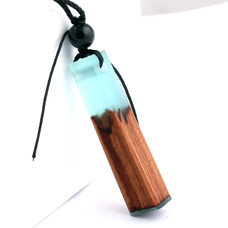 جديد خشب متين قلادة قلادة مجوهرات السفر العرقية صلب الوقت الراتنج حقيبة يدوية قلادة #2