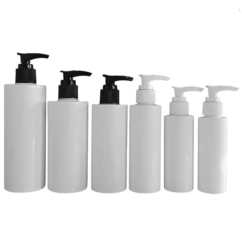 

12Pcs Lotion Pump Bottle 100ml 150ml 200ml 250ml White Flat Shoulder Round PET Plastic Empty Cosmetic Shampoo Refillable Bottles