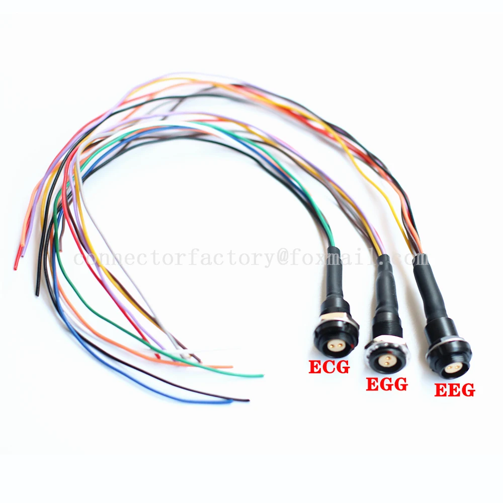 Black EGG EEG ECG 00B 0B 1B 2B Metal Push Pull Self-locking Female Sockets With 20cm Cable 2 3 4 5 6 7 8 9 10 12 14 16 Pin