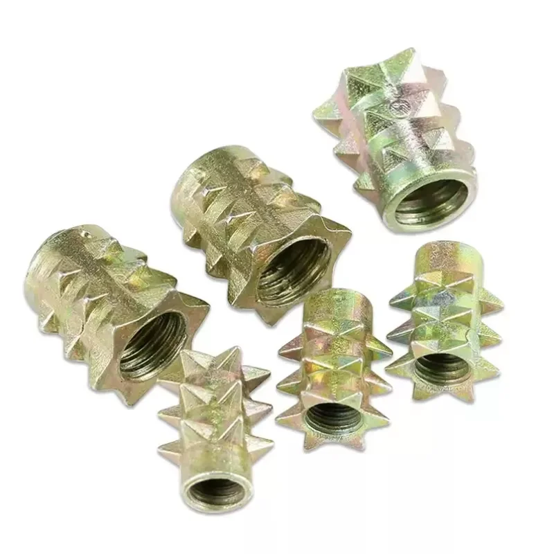 Furniture Nut T-Nut Pronged Insert Nut M4 M5 M6 M8 4x8 Wood Connector Zinc Plated Threaded Insert for Cabinets Chairs DIY