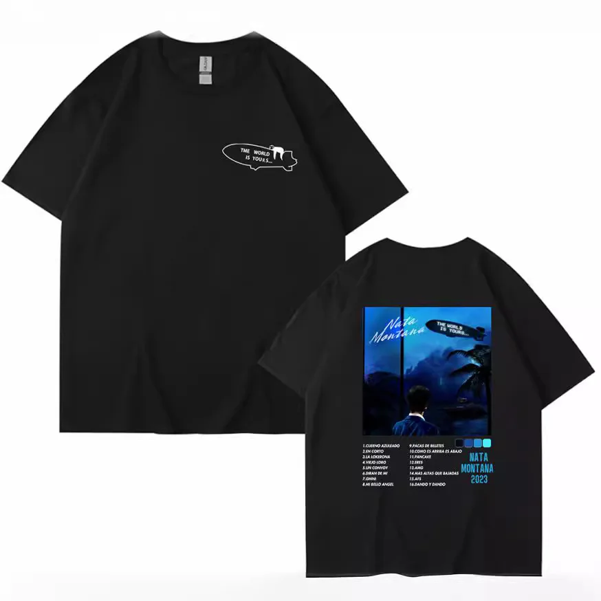 Natanael Cano Tumbados Tour T-Shirts NATA Montana Album Merc Cotton Summer Short Sleeve Black Tee Men Women Plain Clothes