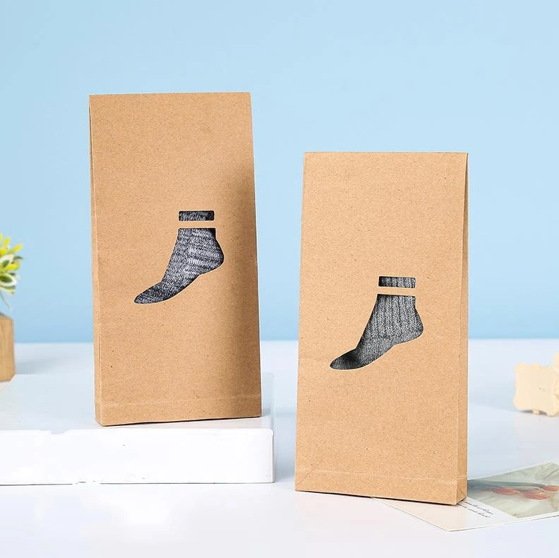 Brown Kraft Paper Socks Packaging Bag Stocking Storage Bag Christmas gift Bag Retail Packaging ni125