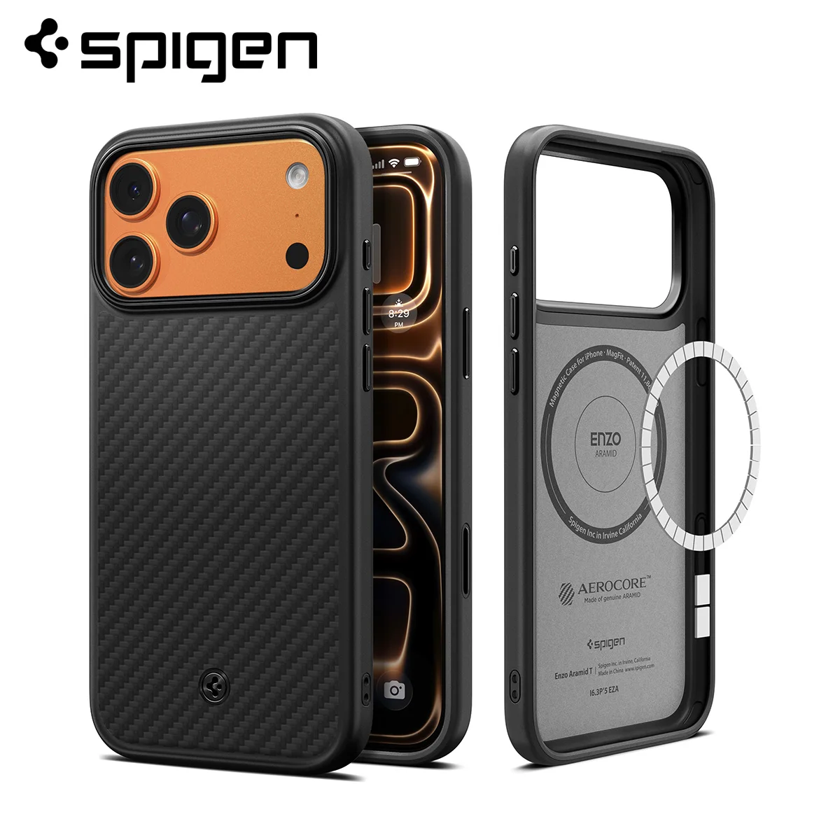 Capa Spigen Enzo Aramid T MagFit para iPhone 17 Pro Max / 17 Pro - Capa Magsafe com botão de controle de câmera
