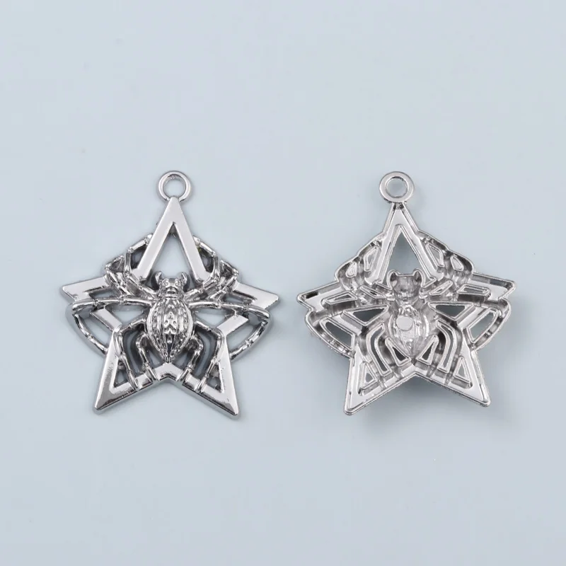 5pcs New Five-pointed Star Spider Charms Punk Fashion Style Pendants For Making DIY Jewelry Handmade Accessories Necklace