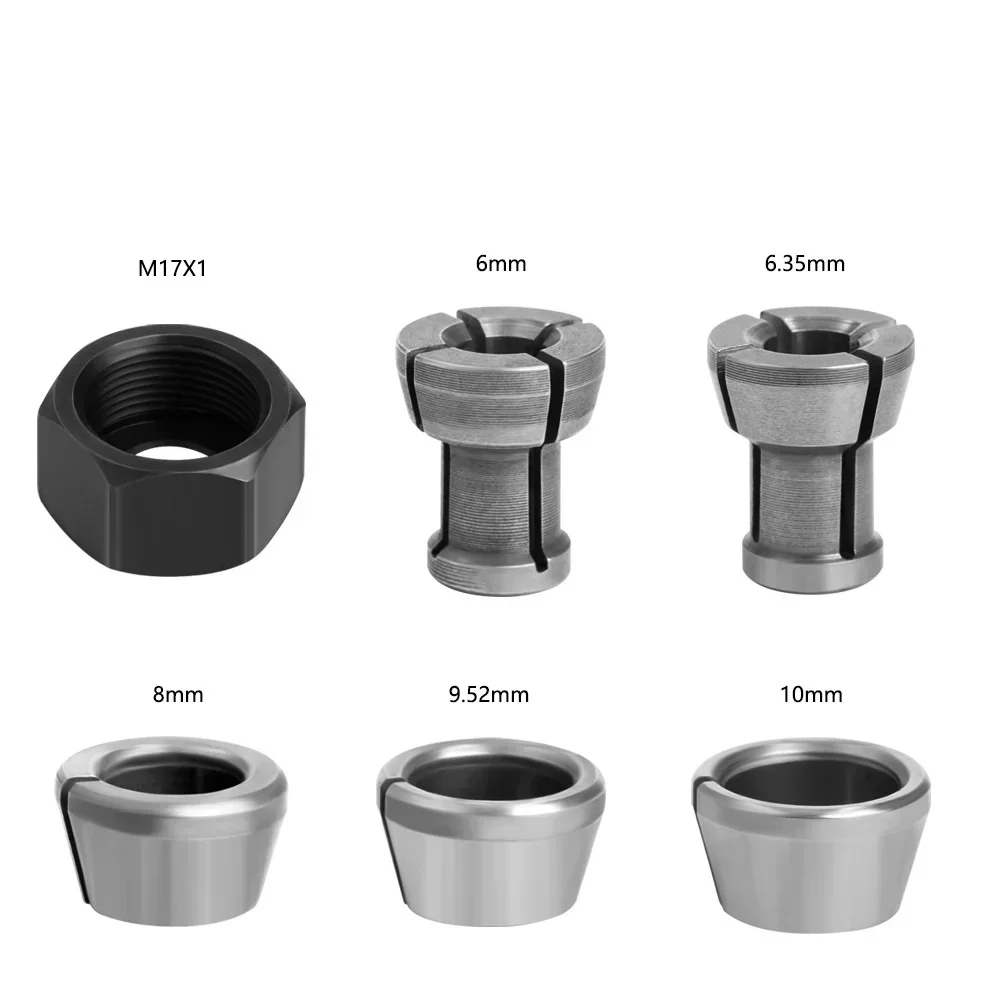 M17 Collet Chuck Adapter With Nuts 6/6.35/8mm Engraving Trimming Machine Electric Router Wood Router Milling Cutter Accessories