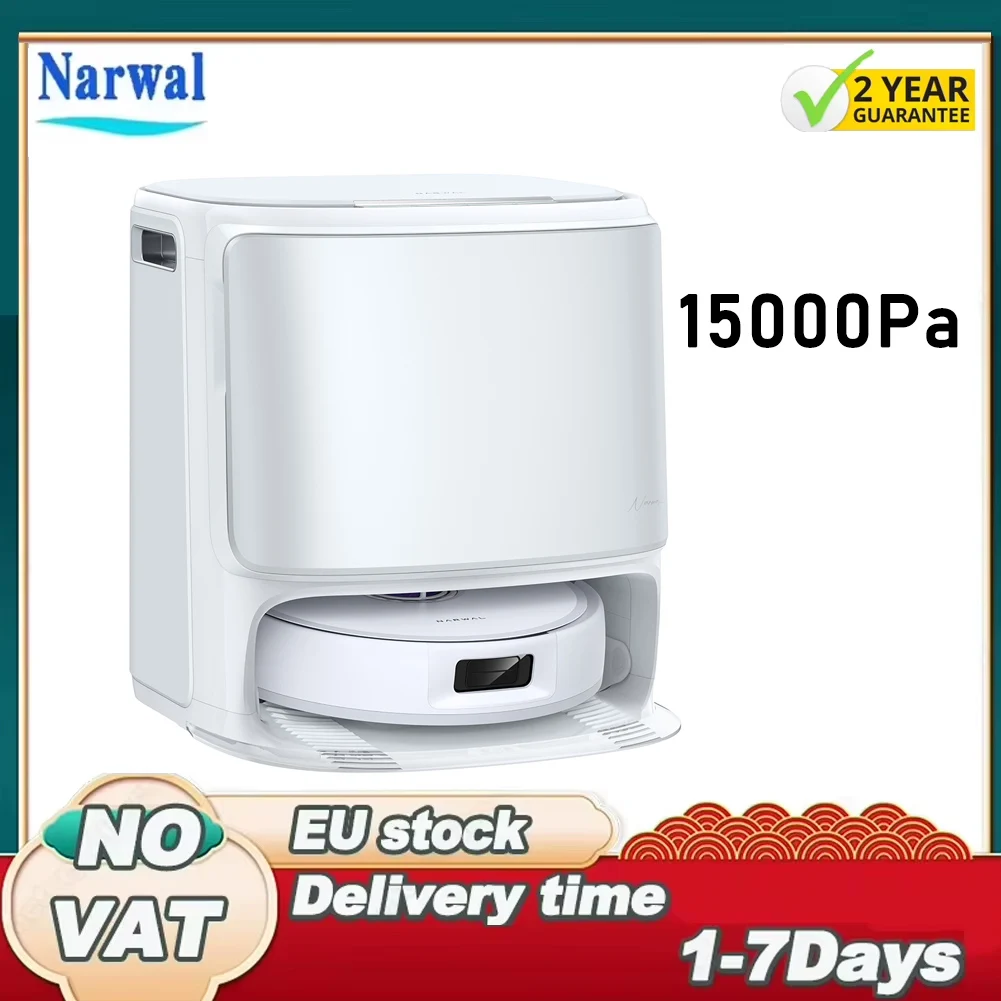 Narwal Freo Z10 Saugroboter und Wischroboter mit 15000Pa Saugkraft, DualFlow Anti-Verwicklungssystem, selbstreinigender Basisstation, adaptiver Heißwasser-Wischfunktion, 120 Tage Staubaufbewahrung, 8N