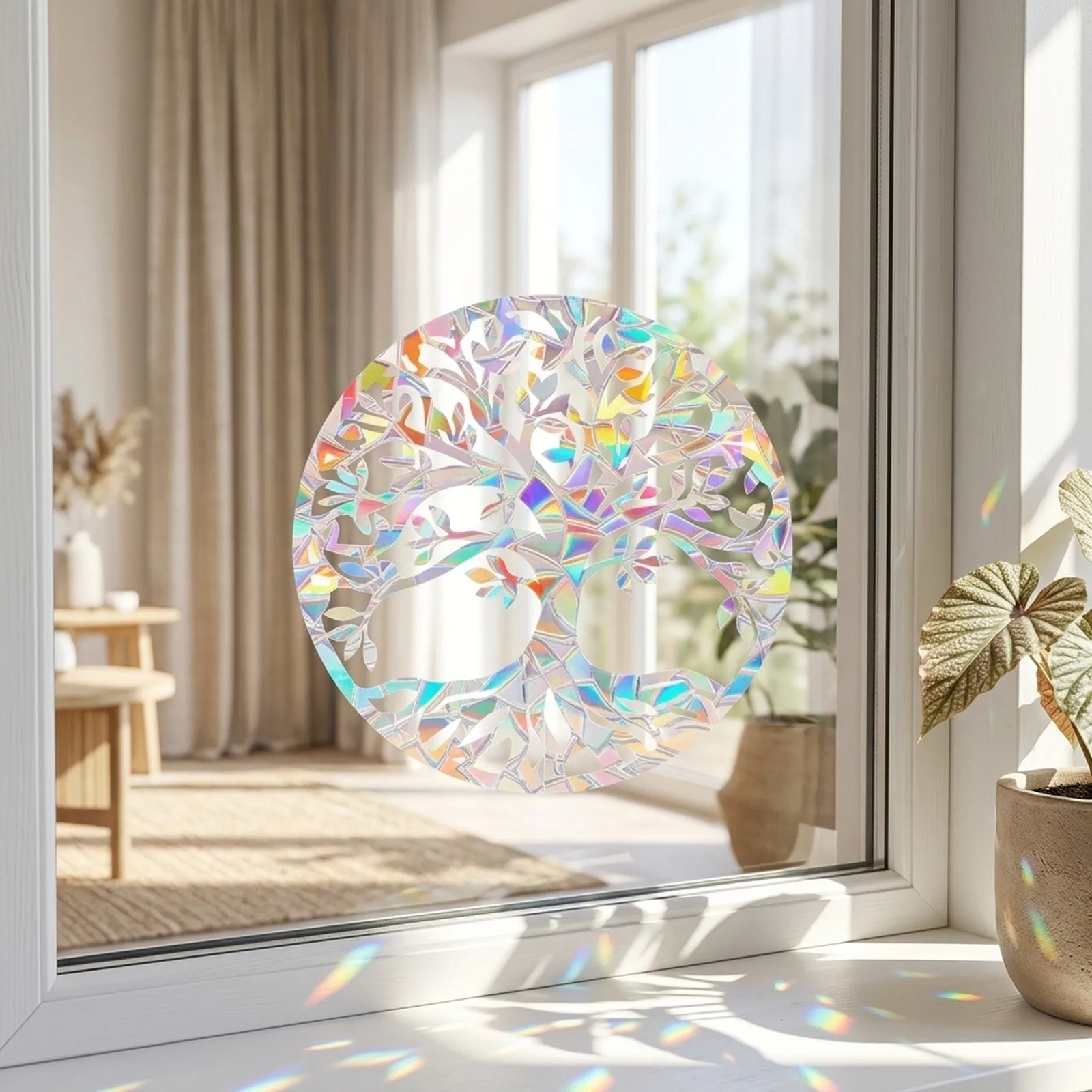 Rainbow Window Film Home Decoration Sticker Easy Application Firm PVC Material Privacy And Decoration Reflective Material