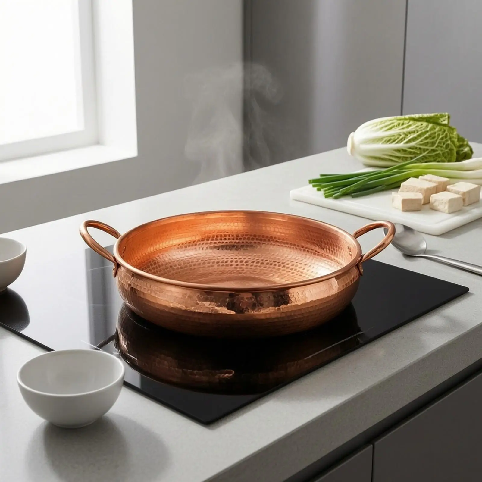 Classic Copper Hot Pot Cookware with Composite Base for Induction and Gas Stove Cooking Soup Stew Pot Hot Pot Accessories