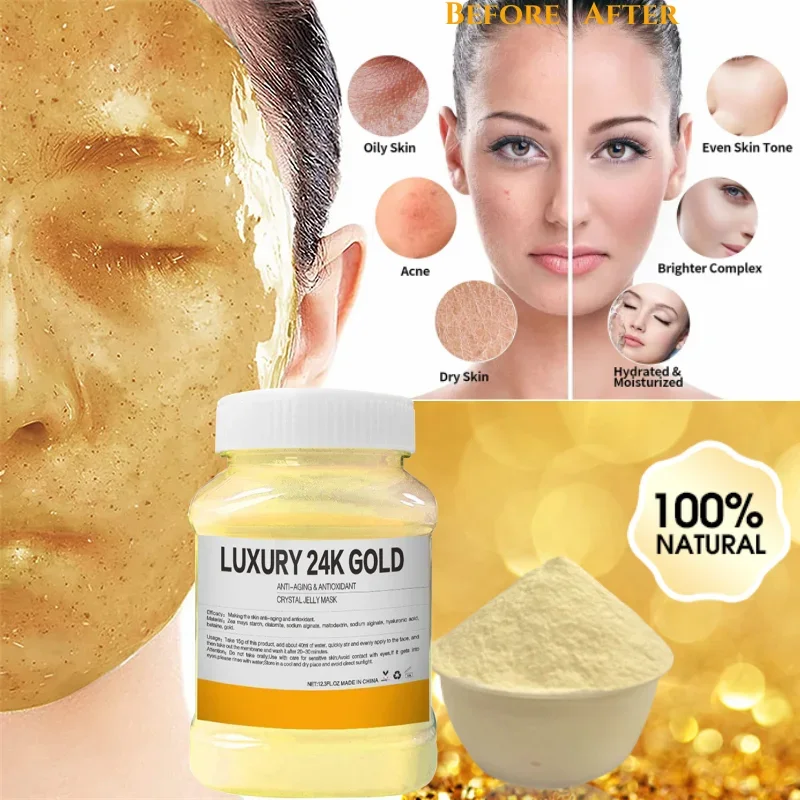 

DIY 24K Gold Jelly Mask Powder for Facials, Anti Aging Peel Off Hydro Face Mask Fight Fine Lines,Dullness Shrink Pores Skin Care