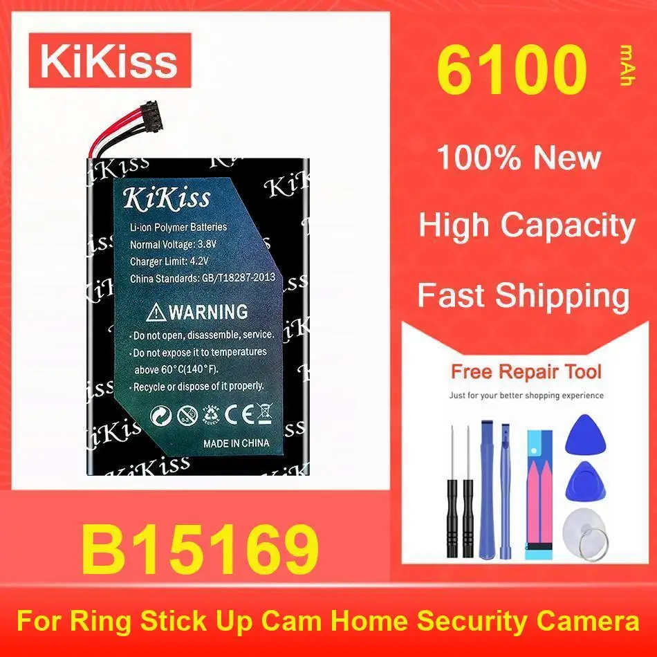 

Kikiss Battery 6100Mah B15169 For Ring Stick Up Cam Home Security Camera