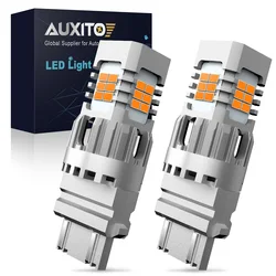 AUXITO 2Pcs 3157 T25 P27W LED Turn Signal Lights Amber Yellow Canbus Car Front Rear Arrow Lights P27/7W 3156 LED Indicator Lamp