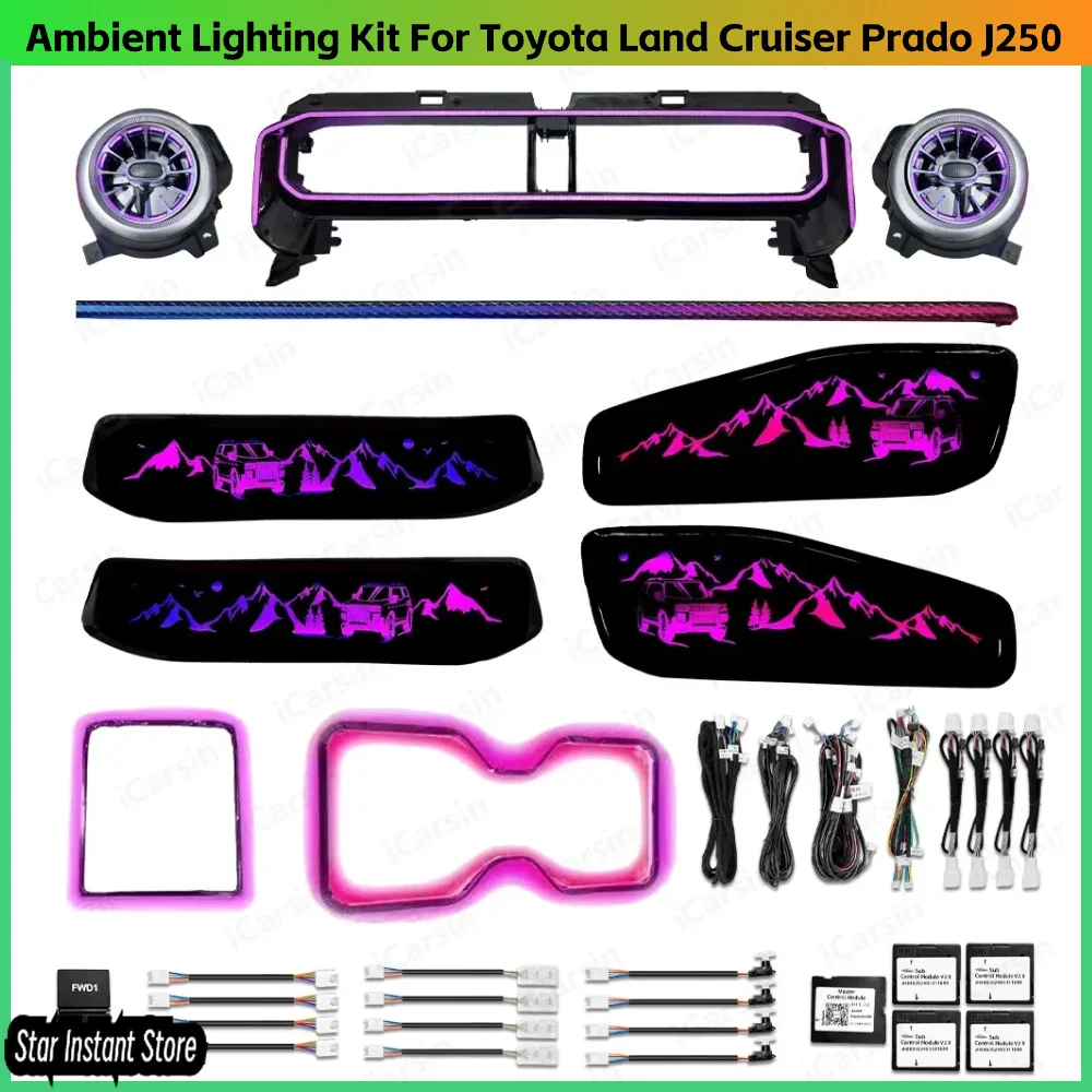 

Upgrade 256 Colors Symphony Led Car Interior Ambient Lighting for Toyota Land Cruiser Prado J250 2023-2025 Strip Accessories
