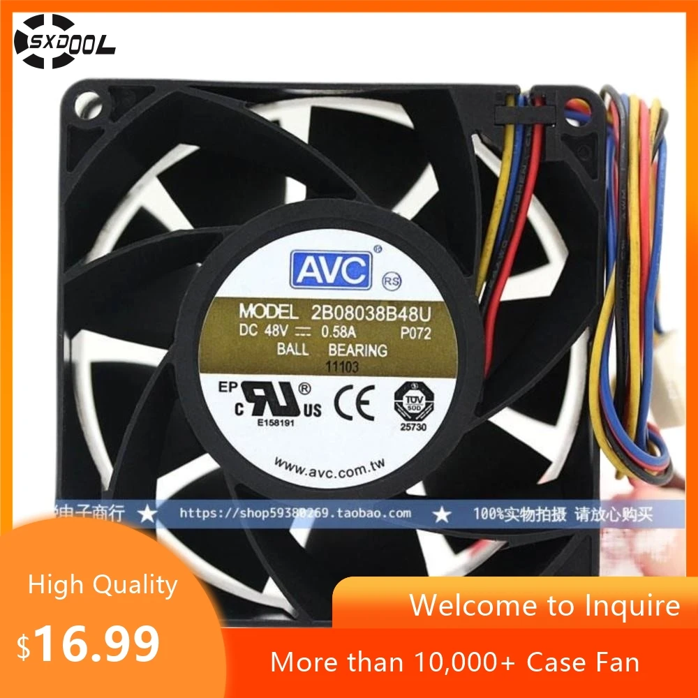 

Вентилятор 8038 для AVC 2B08038B48U 80x80x38 мм, 48 В, 0,58 А, двухшаровой ШИМ, высокоскоростной охлаждающий вентилятор