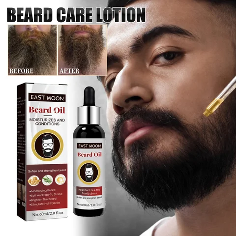 Olejek na brodę dla mężczyzn, stymulujący wzrost, zagęszczający, nawilżający od korzenia, odżywczy, pielęgnujący brodę, zmiękczający, wzmacniający, modelujący, 60 ml