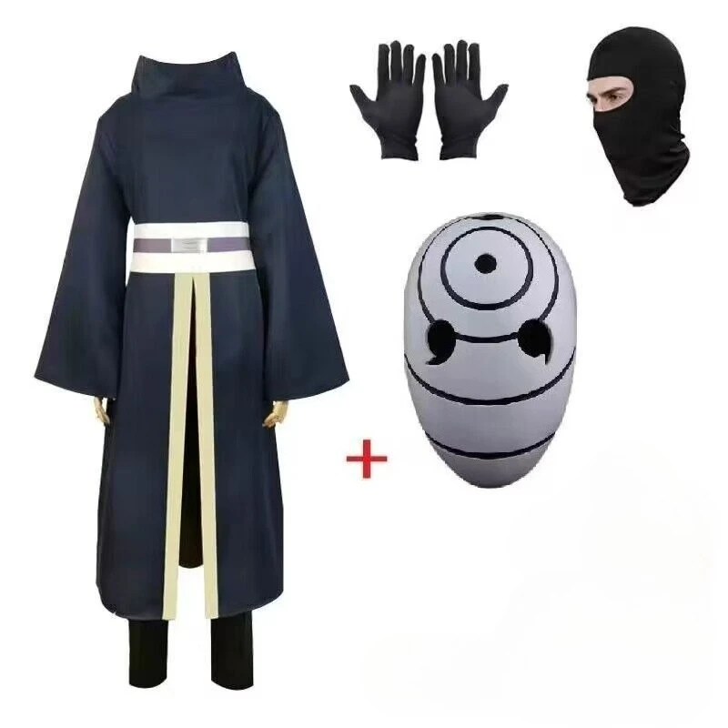 

White Mask Ninja Stage Performance Costume Cosplay Outfit, Naruto Akatsuki Tobi Uchiha Obito