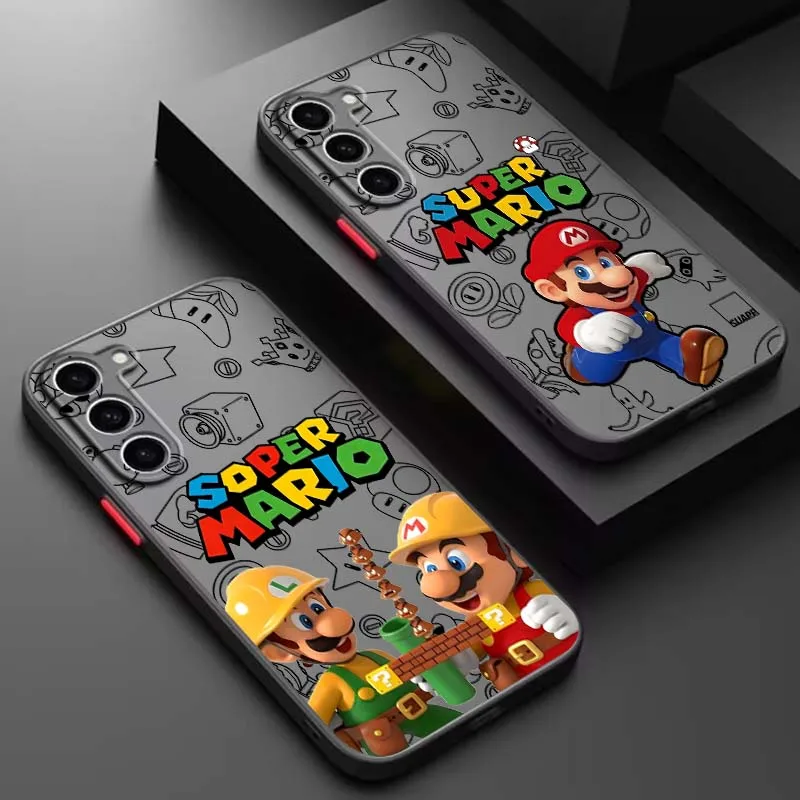 

M-Marios Anime Cute For Samsung Galaxy S25 S24 S23 S22 S21 S20 S10 S9 Ultra Plus FE 5G Frosted Translucent Phone Case
