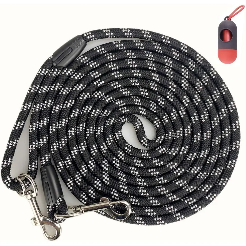Long Rope Dog Leash or Dog Training 12T 20T 30T 50T, Reflective Threads Dog Cat Leashes Tie-Out Check Cord Recall Training Agili