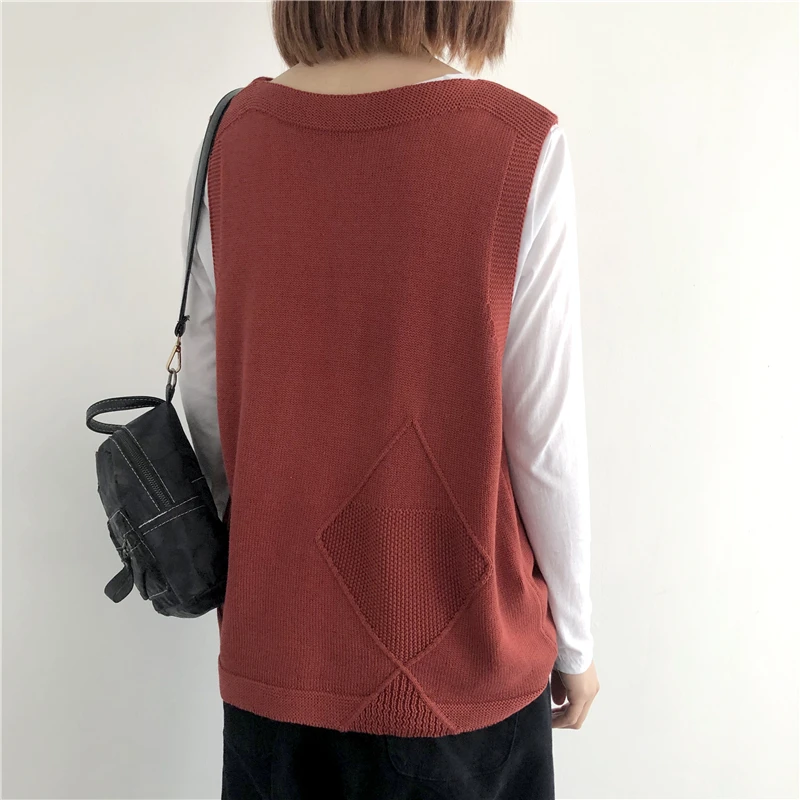 High Quality Knitted Vest Cardigan Women\'s Thin New Solid Color Loose and Versatile V-neck Vest Jacket Top