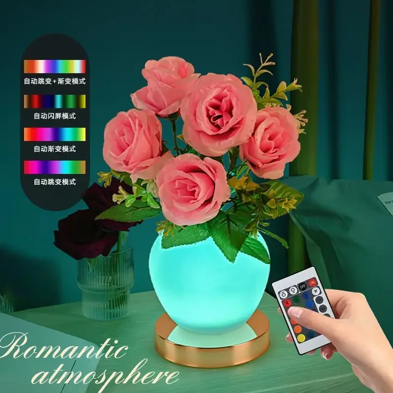 

Перезаряжаемый ночник в форме розы цвета шампань - креативный декор, романтический подарок для спальни