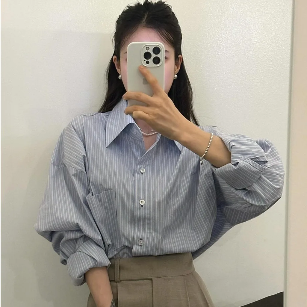 

Women's Long Sleeve Striped Shirt Versatile Style Other Fit Fabric Other 100% Material Short Sleeve Summer Collection