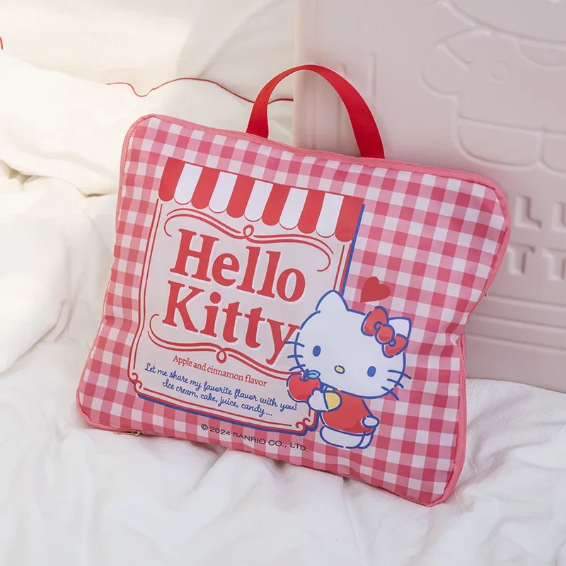 Hello Kitty Kuromi Anime Kawaii MINISO tas penyimpan pakaian lucu kartun My Melody koper Travel casing ritsleting mainan hadiah