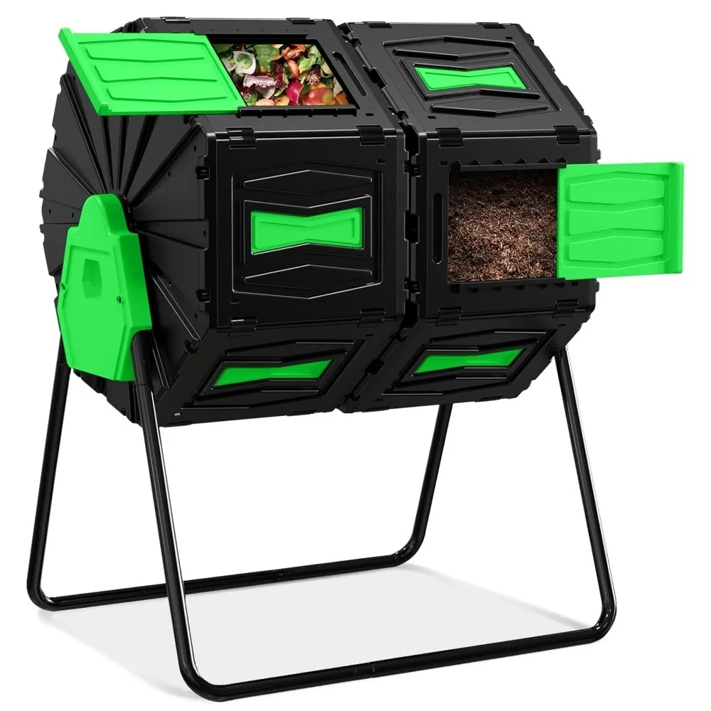 

Compost Tumbler, Easy Assemble & Efficient Outdoor Compost Bin, 45 Gallon/170 Liter Large Dual Chamber Rotating, Customized