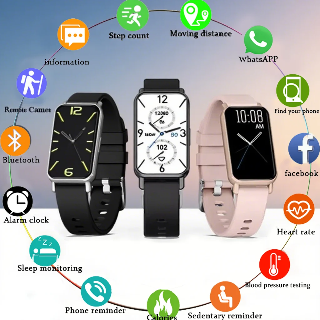 لنظام أندرويد IOS سوار ذكي النساء Smartwatch الرجال معدل ضربات القلب الأكسجين في الدم مقاوم للماء الرياضة الذكية الفرقة ساعة للسيدات + هدية
