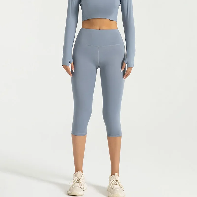 Pantalones de Yoga para mujer, pantalones Capri de cintura alta, mallas 3/4 para ejercicio, Abdomen sin costuras, mallas deportivas para correr,