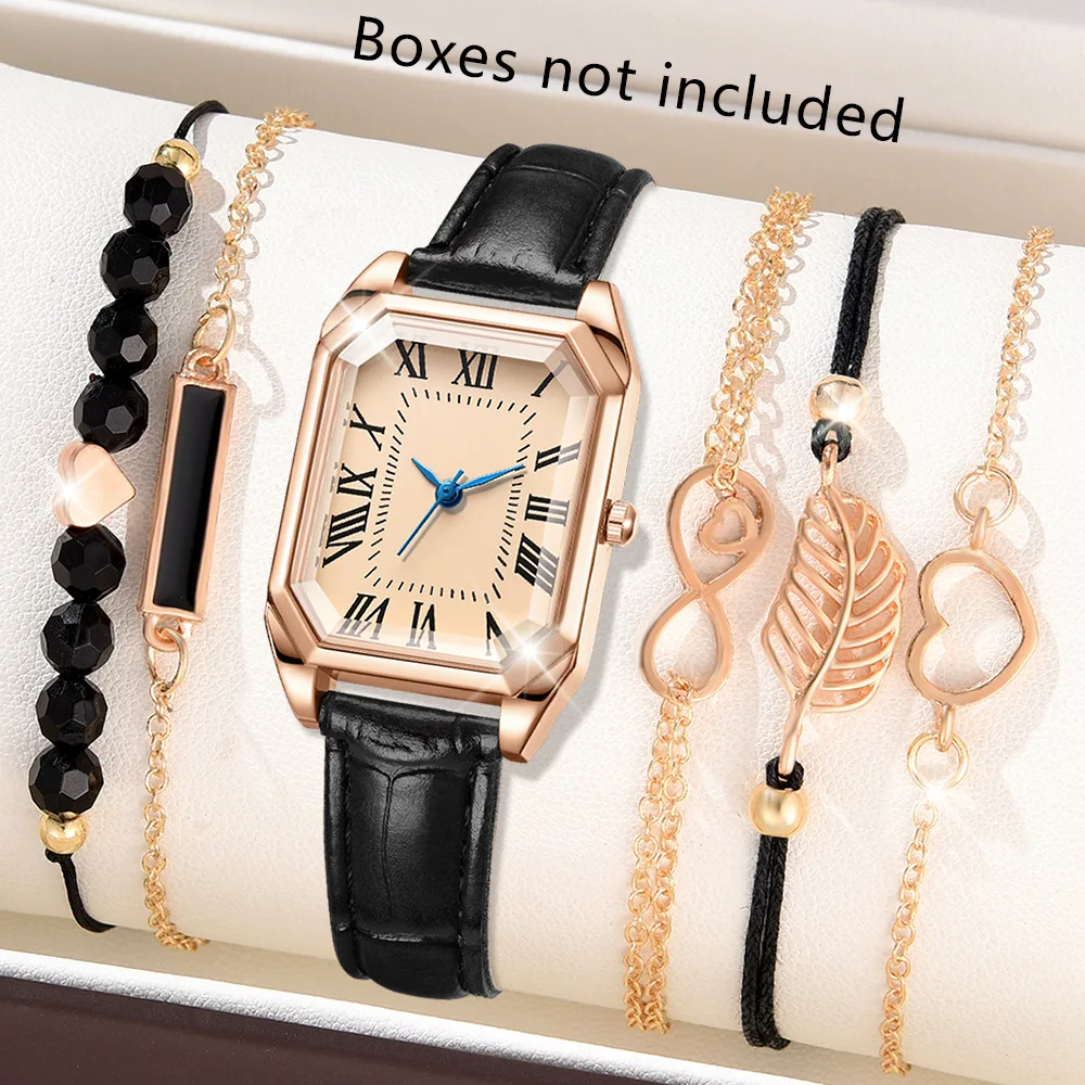 

Часы для женщин, маленькие женские наручные часы, коричневые ретро, винтажные часы с кожаным браслетом, черные кварцевые наручные часы Reloj Mujer