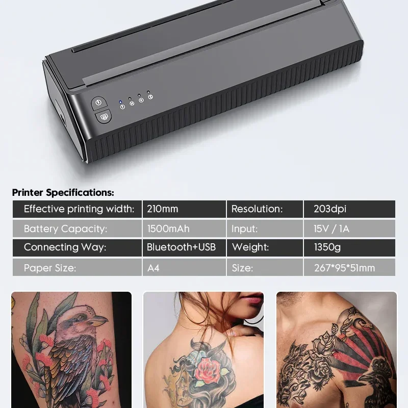 Barway P8008 USB Charging Stencil Printer Wireless Bluetooth Tattoo Transfer Machine