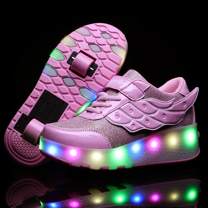 Fashion Outdoor Sports Roller Shoes  Led Light Deformation Parkour  Skates Children’S Luminous Glowing Youth Men Women Sneakers