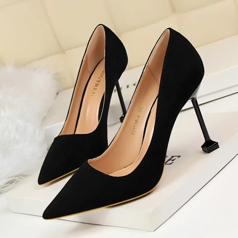 

Women 9.5cm High Heels Pumps Lady Stiletto Wedding Bridal Purple Heels Nightclub Green Office Party Quality Shoes