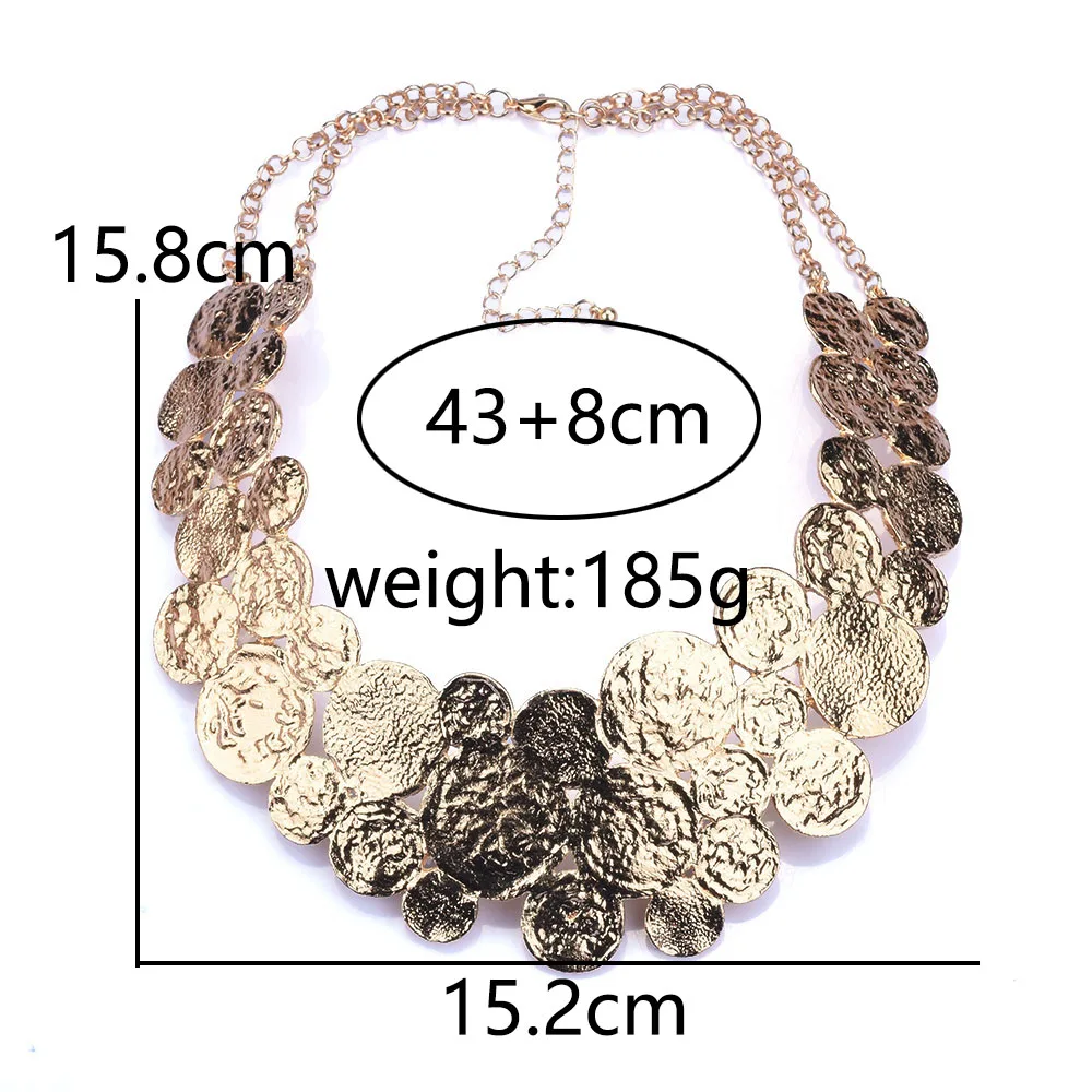 Indian Vintage Punk Big Golden Metal Statement Choker Necklace Women Boho Ethnic Retro Large Collar Big Bib Necklace Jewelry