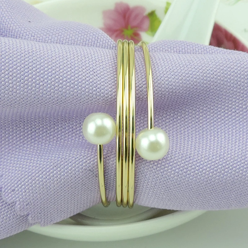 1 pcs pearl napkin buckle, silver hoop hotel party table decoration napkin rings, napkin circle new