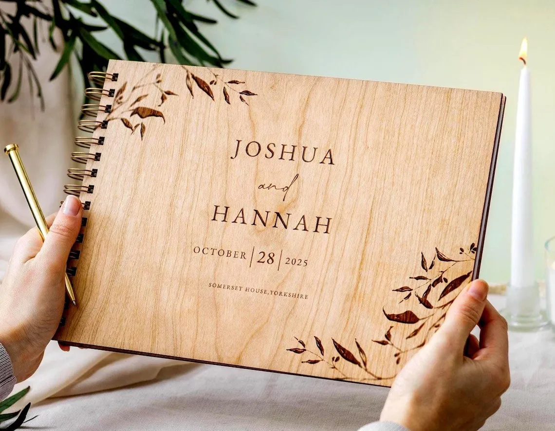 

Wedding Guest Book Alternative,Custom Guestbook,Guest Books Wedding,Personalised Wooden Gift,Photo Album Scrapbook & Planner