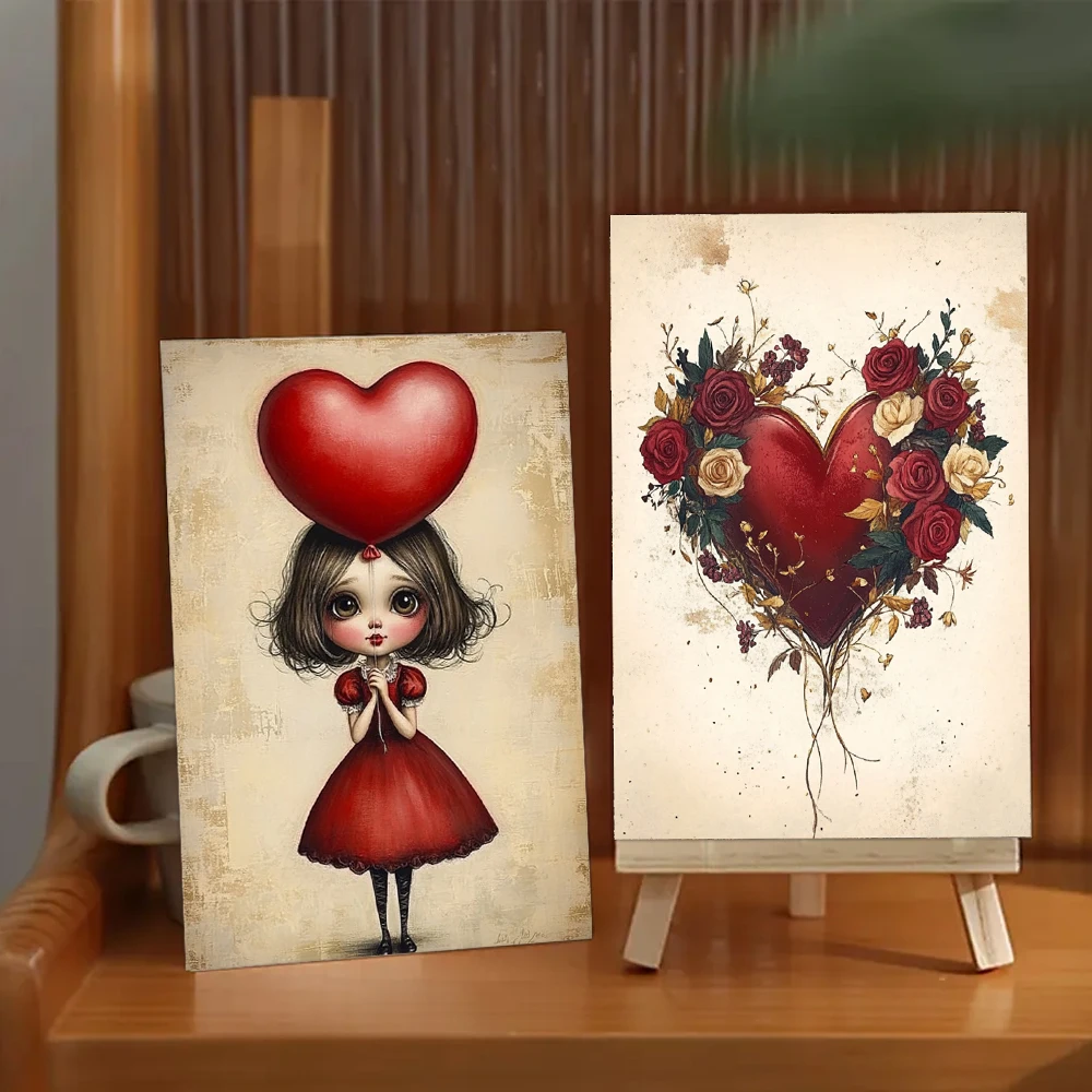 32개 발렌타인 데이 엽서, 장미 테마, 실내 침실 장식, 벽 스티커, 메시지 카드, 인사말 카드, 기념 카드