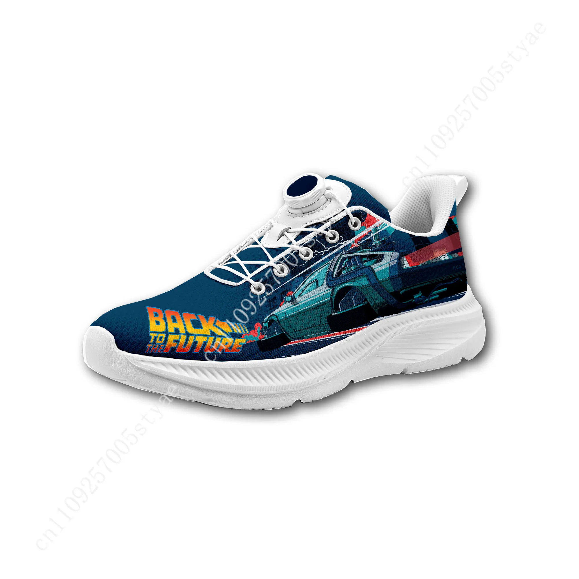 

B-Back To The-Future Custom Walking Travel Hiking Shoes Men Woman Rotating Button Without Laces Shoe Design Sneakers Unisex