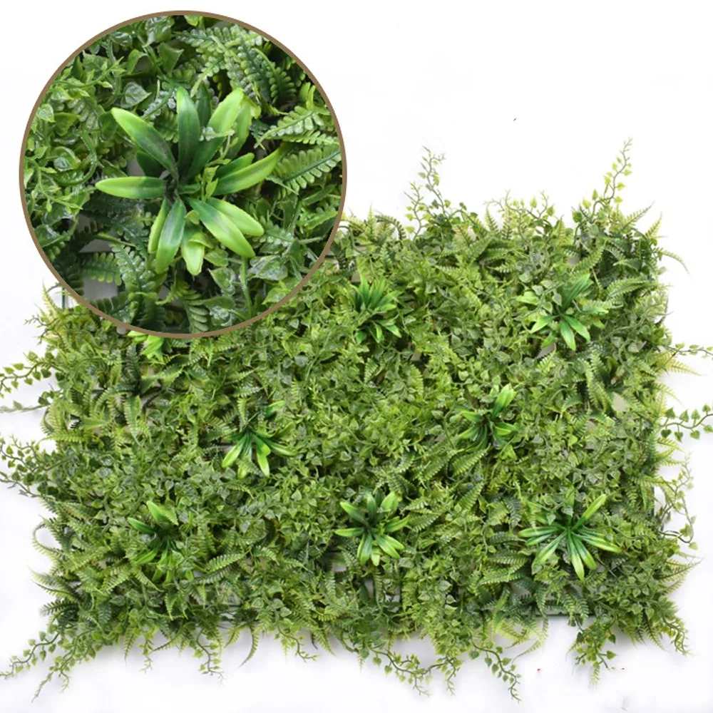 

UV Resistant Artificial Grass Wall Panel Square Shape Green Color Privacy Fence Panel 40*60cm Size Fake Lawn Carpet Office Decor