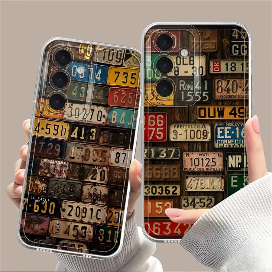 Soft Phone Cover Case for Samsung Galaxy A50 A21s A16 A17 A32 A51 A71 A72 A31 A52s A12 A52 Fashionable Retro Faded License Plate
