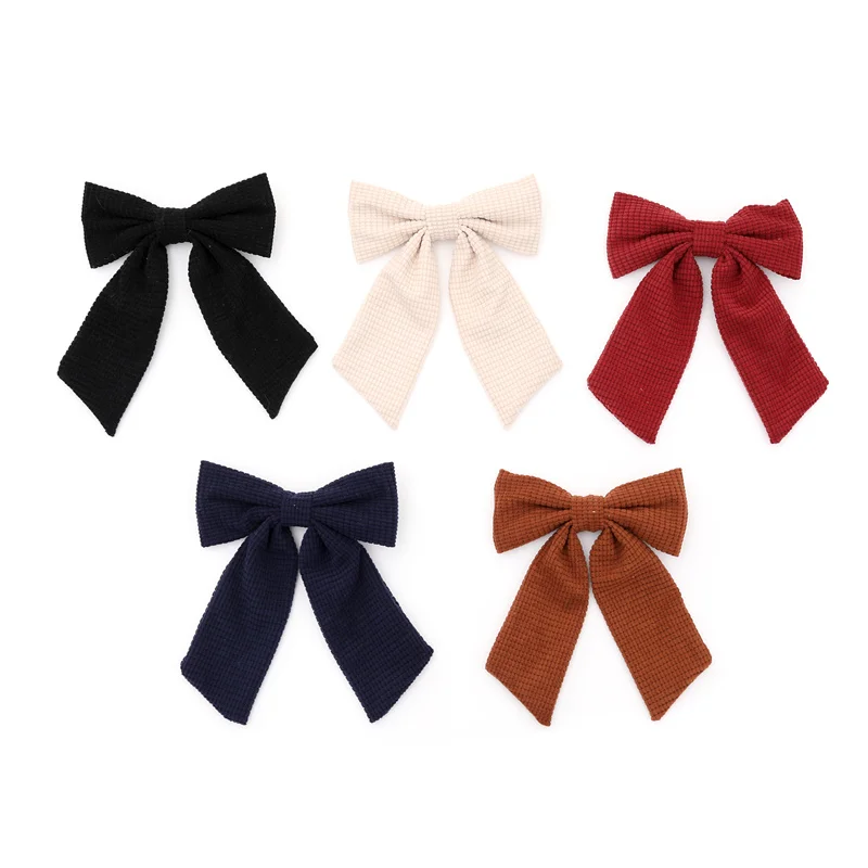 Fashion New girls Plaid cordury Hair large bow pony style padded HAIR ACCESSORIES headbands  hairband