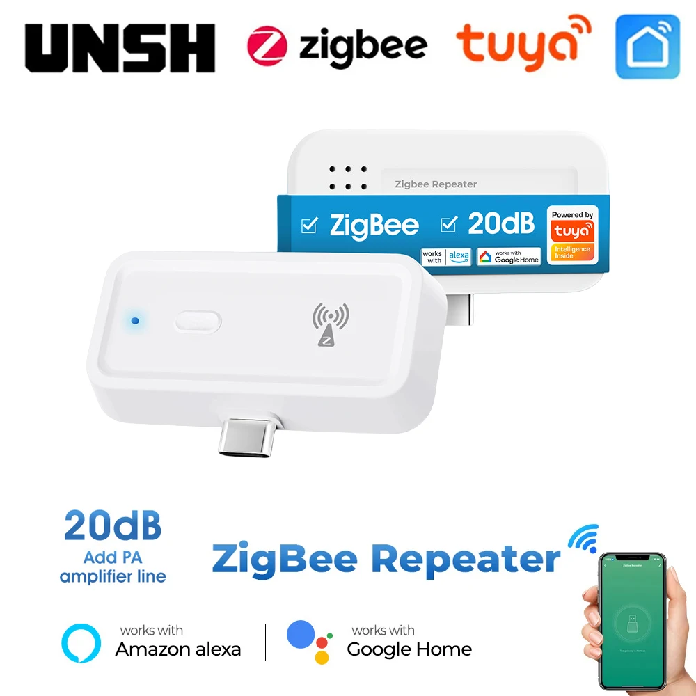 

Tuya ZigBee type-C Signal Repeater Signal Amplifier Extender for Smart Life ZigBee Gateway Smart Home Devices Assistant